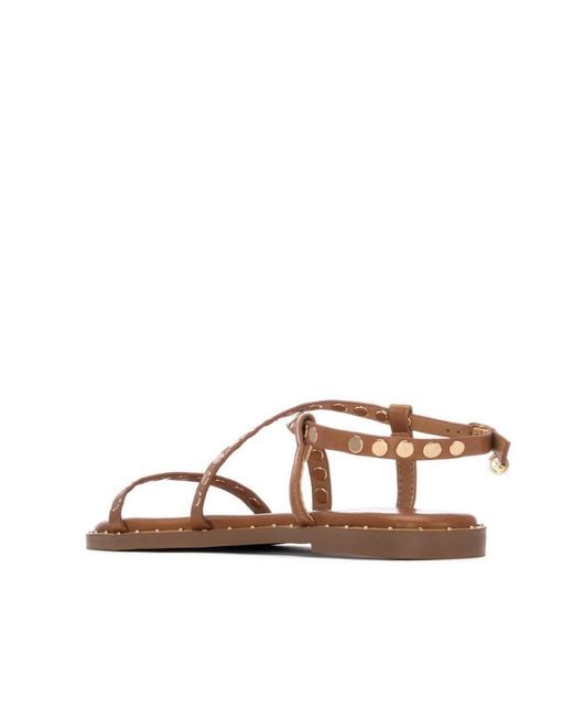 Xti Brown Studded Strappy Sandals