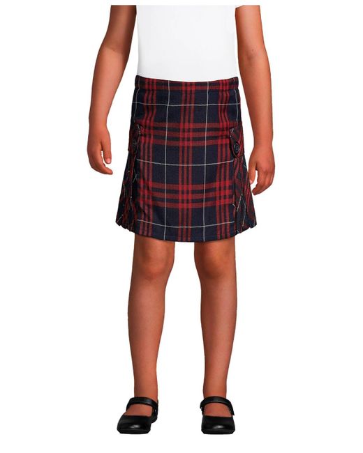 Uniforms For Girls Lands' End Girls Side Pleat Plaid Skort Above