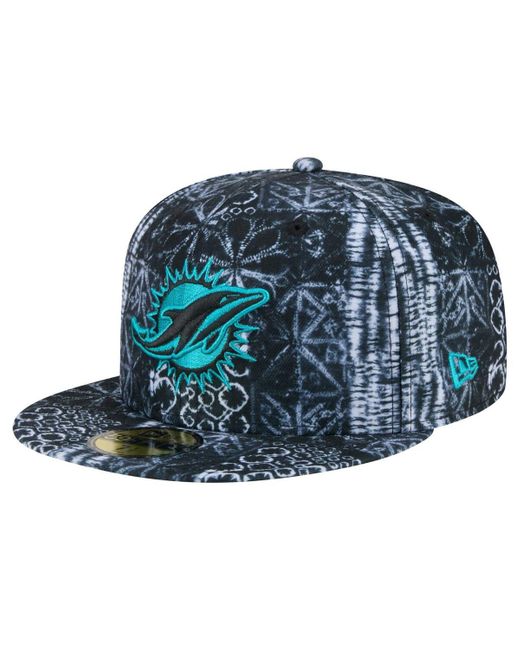 KTZ Blue Miami Dolphins Shibori 59fifty Fitted Hat for men