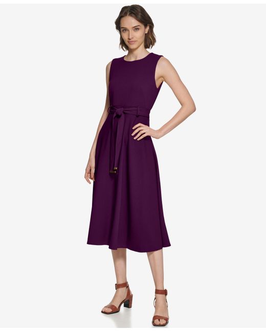 Calvin Klein Purple Sleeveless Midi A-line Dress