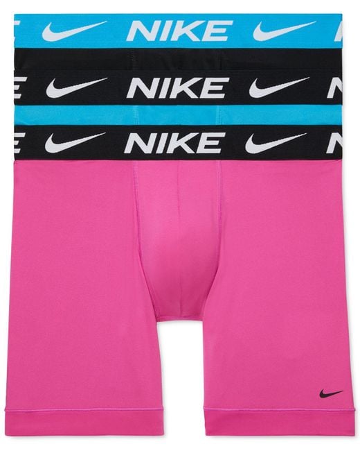 Nike Pink 3-pk. Dri-fit Essential Micro Long Boxer Briefs for men