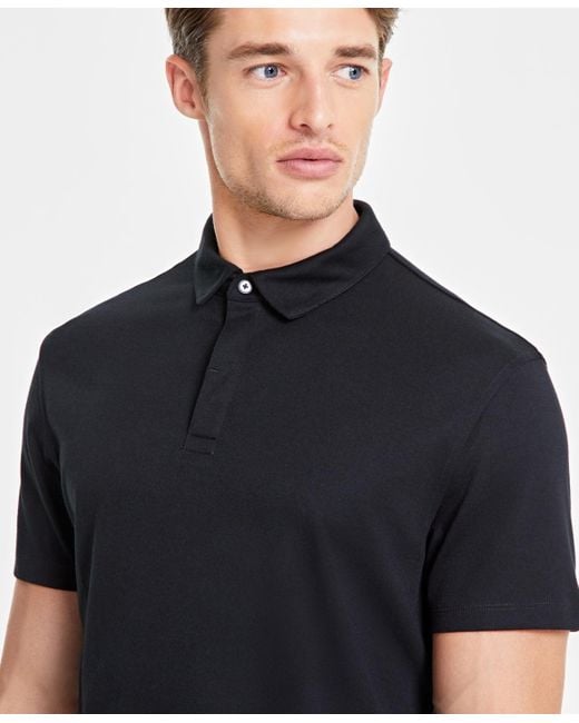Alfani Black Alfatech Stretch Solid Polo Shirt for men