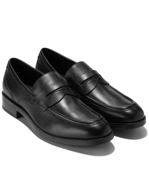 Cole Haan Black Newmark Grand Penny Round Toe Loafers for men