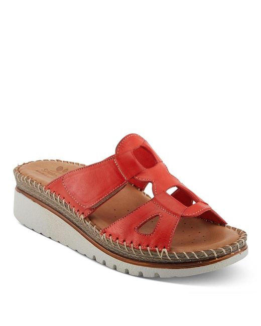 Spring Step Red Montera Leather Slide
