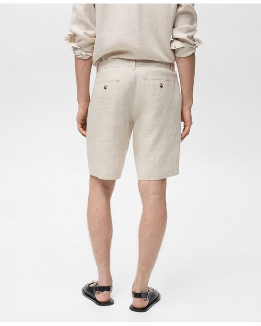 Mango Natural Tailored Linen Shorts for men