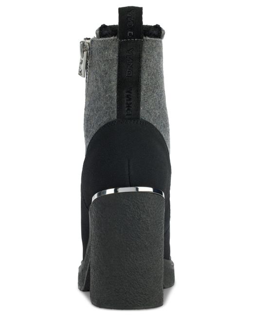 DKNY Black Toia Lace-up Zip Block Heel Booties