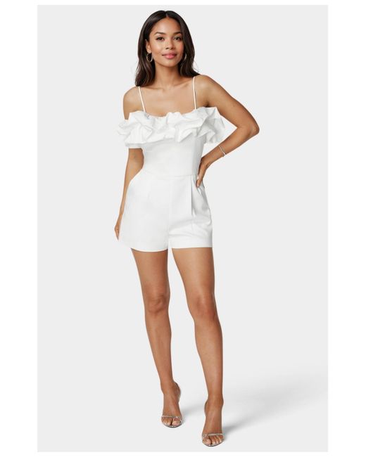 Bebe White Puff Detail Bridal Romper