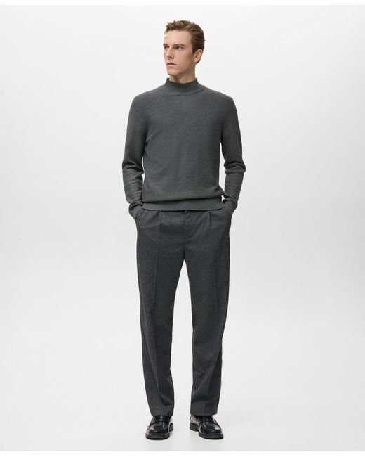 Mango Gray Structured Perkins-neck Sweater for men