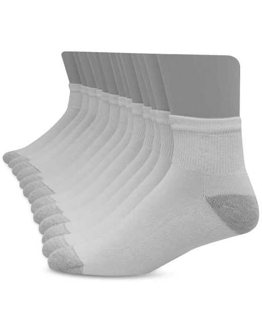 Hanes Cotton 12pk. Ultimate Ankle Socks in White for Men Lyst