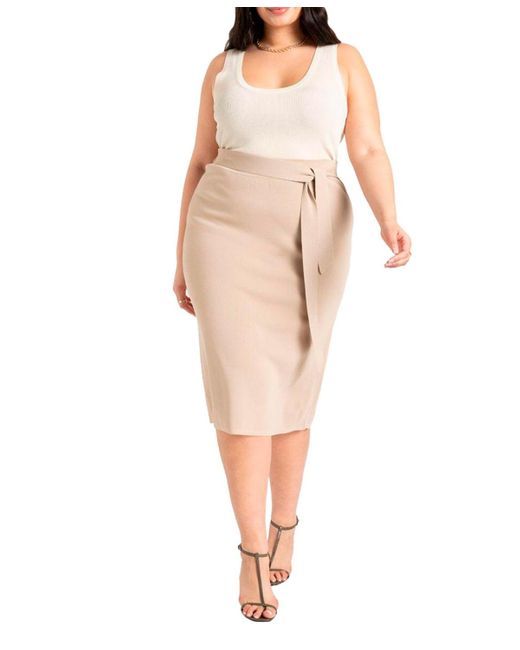 Eloquii Natural Plus Size Tie Waist Midi Skirt