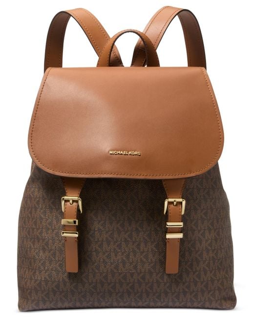 Michael Kors Black Michael Quinn Medium Signature Logo Flap Backpack