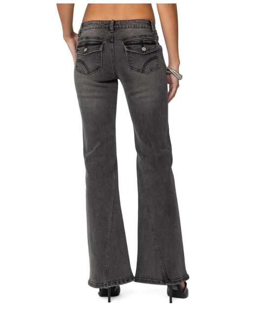 Edikted Black Colton Boot Cut Low Rise Jeans