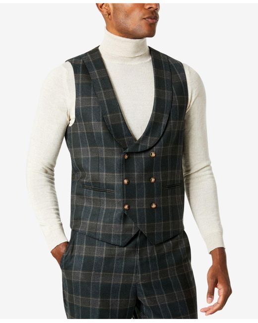 Tayion Collection Black Classic-fit Wool Suit Vest for men