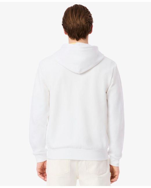 Lacoste White Zip-up Fleece Hoodie for men