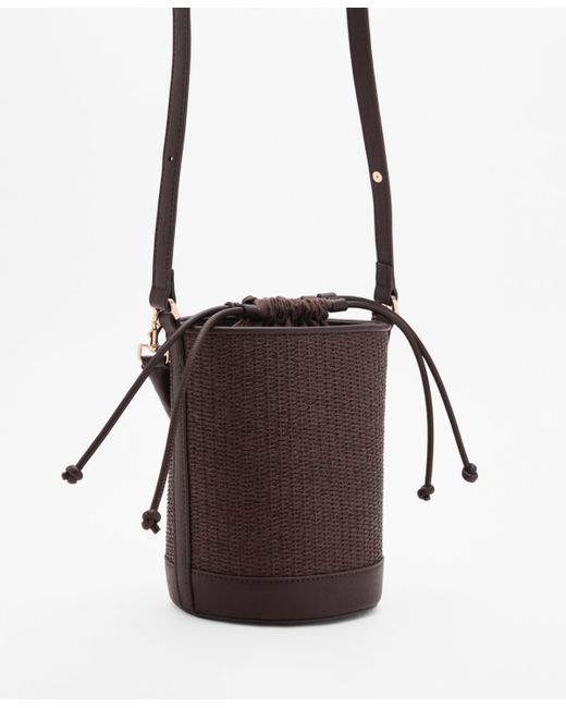 Mango Brown Small Raffia Bucket Bag