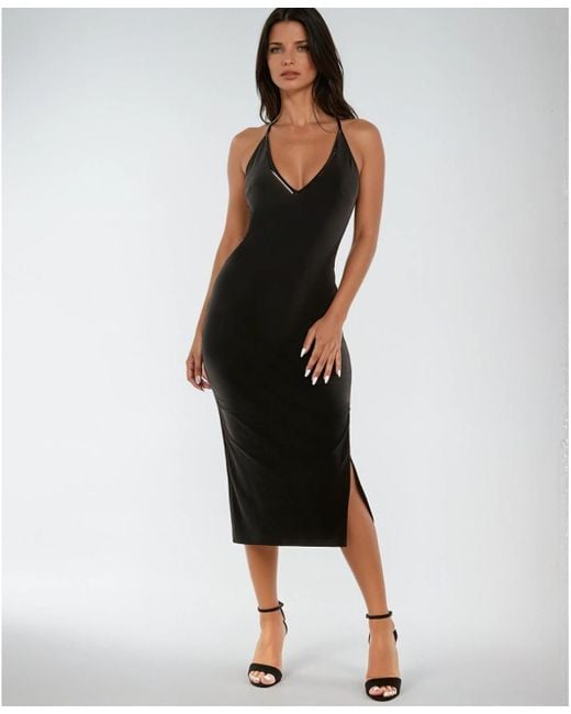 Bebe Gold Bar Detail Dress in Black | Lyst