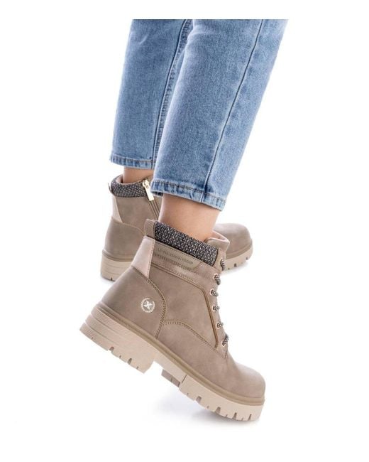 Xti Brown Combat Ankle Booties By