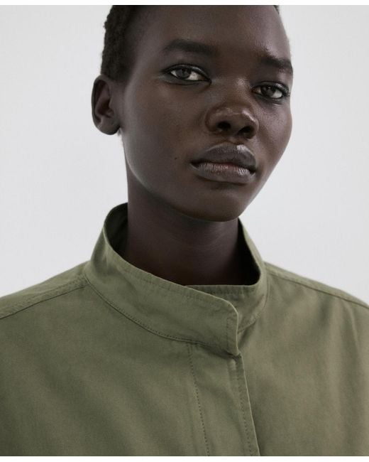 Mango Green Pockets Cotton Jacket