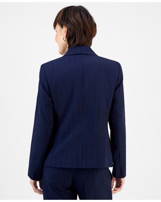 Le Suit Blue Notch-collar One-button Pantsuit Set