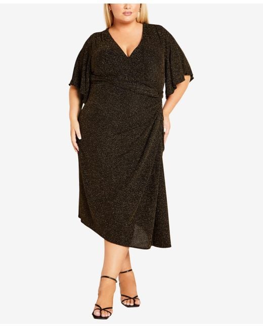 Avenue Black Plus Size Viva Glam Wrap Midi Dress