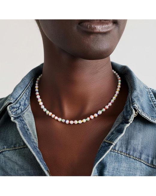 Joey Baby Brown 18k Gold Plated & Freshwater Pearls Amber Rainbow Pearls Necklace