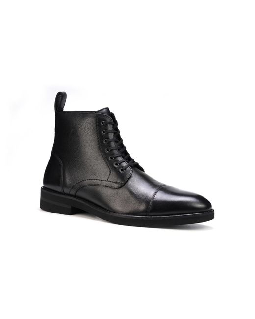 Anthony Veer Black James Lace-up Casual Leather Dress Boots for men