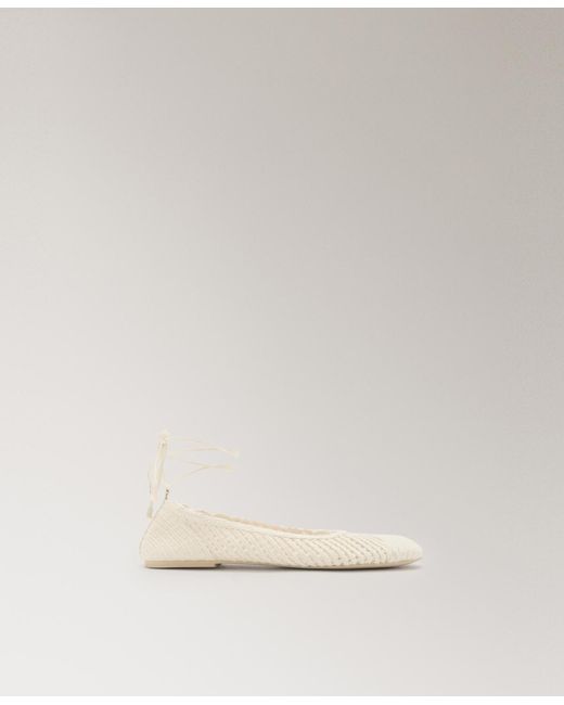 Mango Natural Straps Knit Ballet Flats