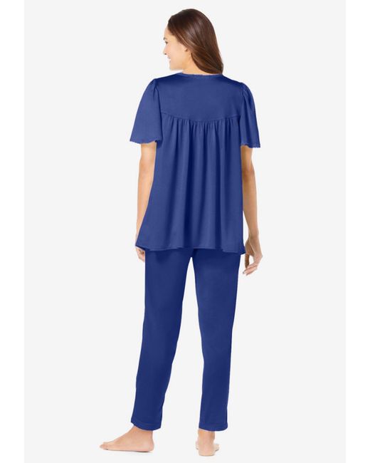 Only Neccessities Blue Plus Size Only Necessities Silky 2-piece Pj Set