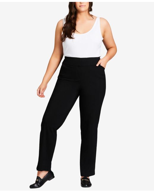 Avenue Plus Size Super Stretch Tall Trousers in Black | Lyst