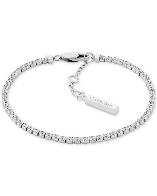 Calvin Klein White Stainless Steel 3-pc. Set Crystal Mixed Chain Bracelets
