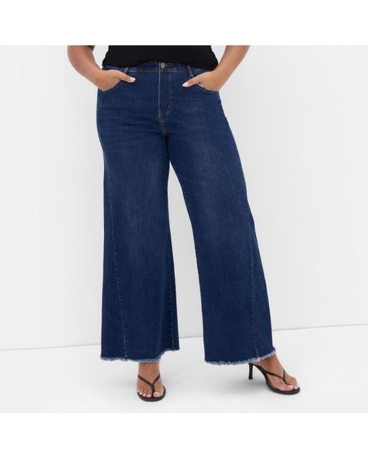 City Chic Blue Harley Fit Aliya Wide Leg Jean