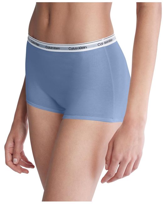 Calvin Klein Blue Modern Logo Mid-rise Boyshort Underwear Qd5195