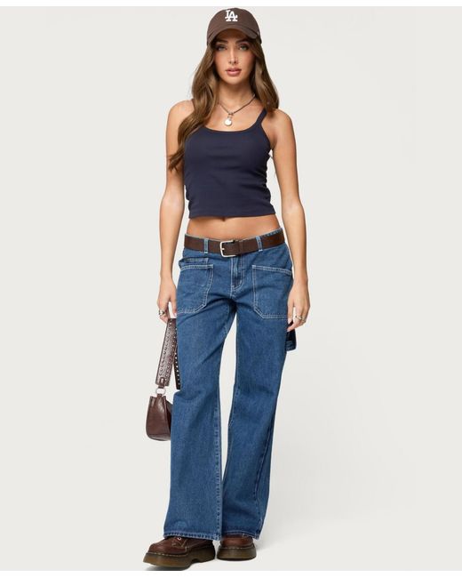 Edikted Blue Basic Babe Tank Top