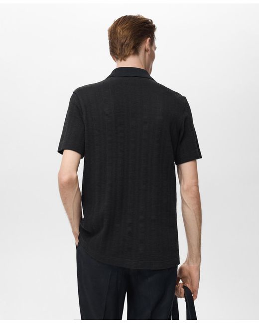 Mango Black Structured Knitted Shirt for men