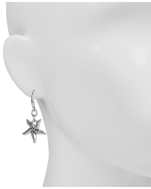 Patricia Nash Metallic Silver-tone Seashore Starfish Drop Earrings
