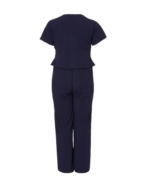 Quiz Blue Button Detail Palazzo Jumpsuit