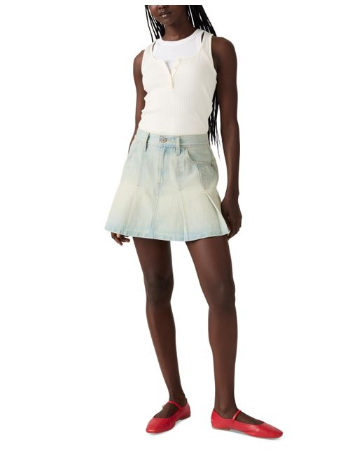 Levi's White Pleated Denim Mini Skirt