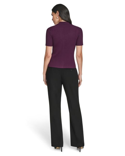 Calvin Klein Purple Collared Neck Short-sleeve Sweater