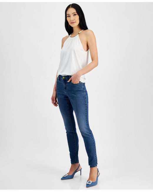 INC International Concepts Blue Curvy Mid Rise Skinny Jeans