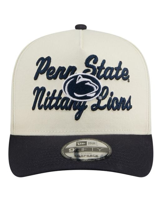 KTZ Gray Cream/navy Penn State Nittany Lions Vintage Chainstitch 9fifty A-frame Snapback Hat for men