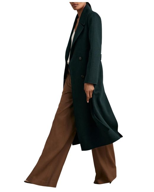 Reiss Black Double-breasted Blindseam Wool-blend Coat