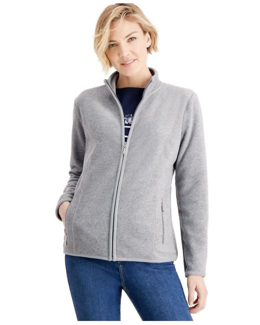 Karen Scott Gray Sport Zip-up Zeroproof Fleece Jacket, Created For Macy's
