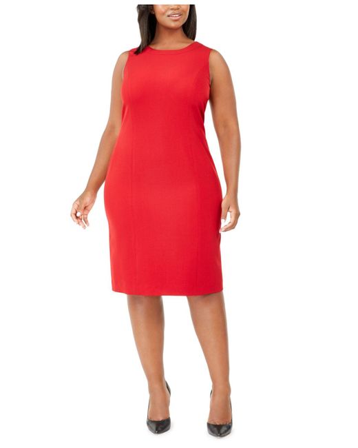 Kasper Synthetic Plus Size Sleeveless Sheath Dress in Red - Lyst