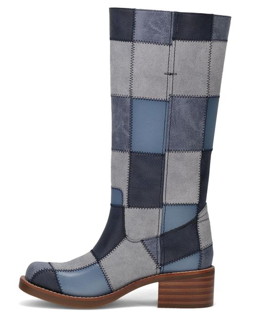FRYE and CO Blue Miranda Patchwork In Pull-on Tall Boots