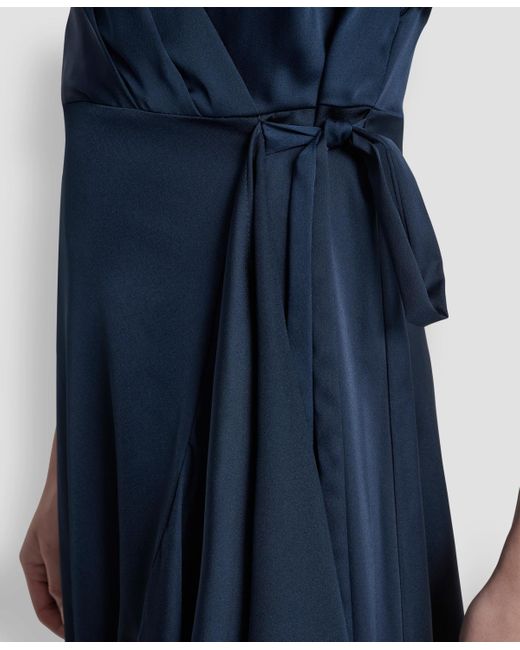 DKNY Blue Short Sleeve Faux Wrap Midi Dress