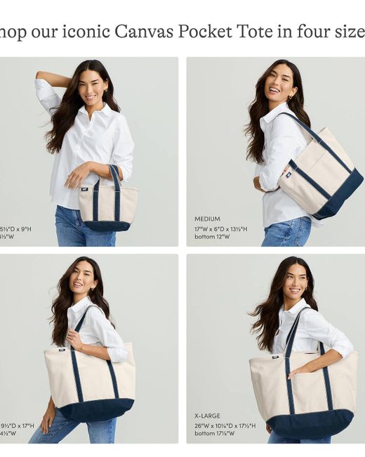 Lands' End Natural Large 5 Pocket Open Top Canvas Tote Bag
