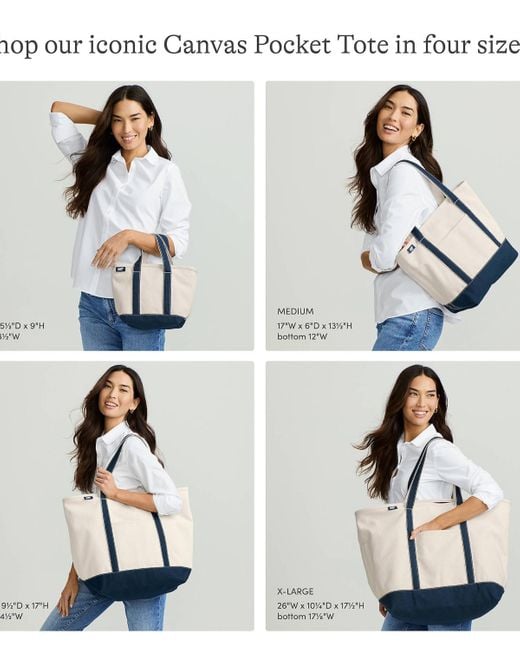 Lands' End Black Medium 5 Pocket Open Top Canvas Tote Bag