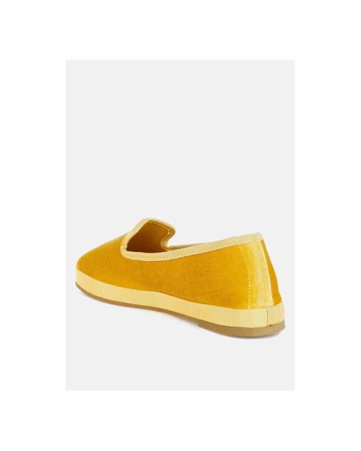 LONDON RAG Yellow Saba Velvet Round Toe Slip-on Loafers