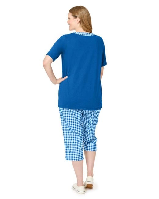 Woman Within Blue Plus Size 2-piece Tunic Capri Set