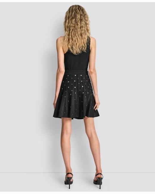 DKNY Black Studded Sweater Mini Skirt